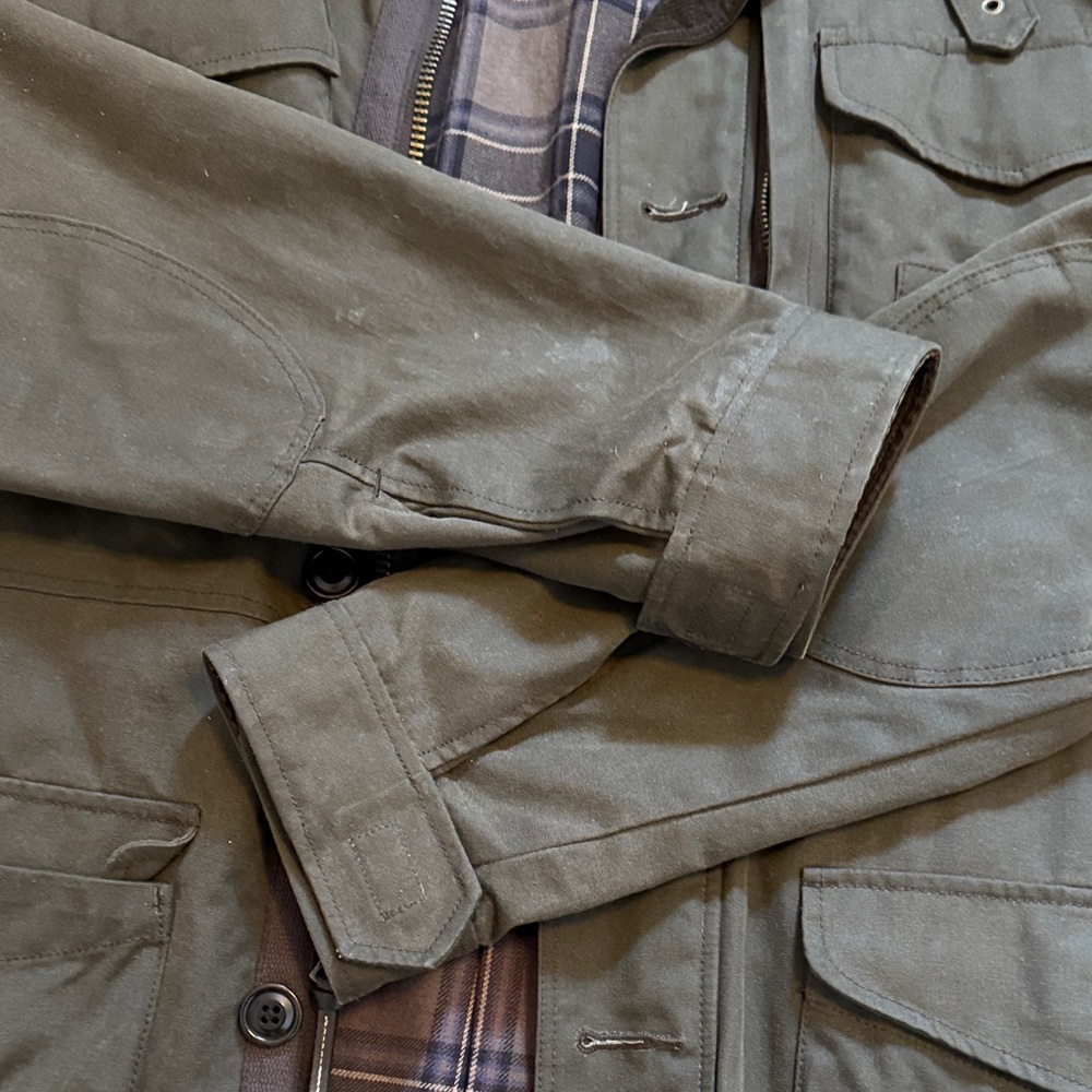 J. Crew Olive Field Jacket with Plaid Lining - Picture 4 of 5